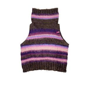 Vintage Miss Sixty Women's Striped Multi Jumper Turtleneck Sweater